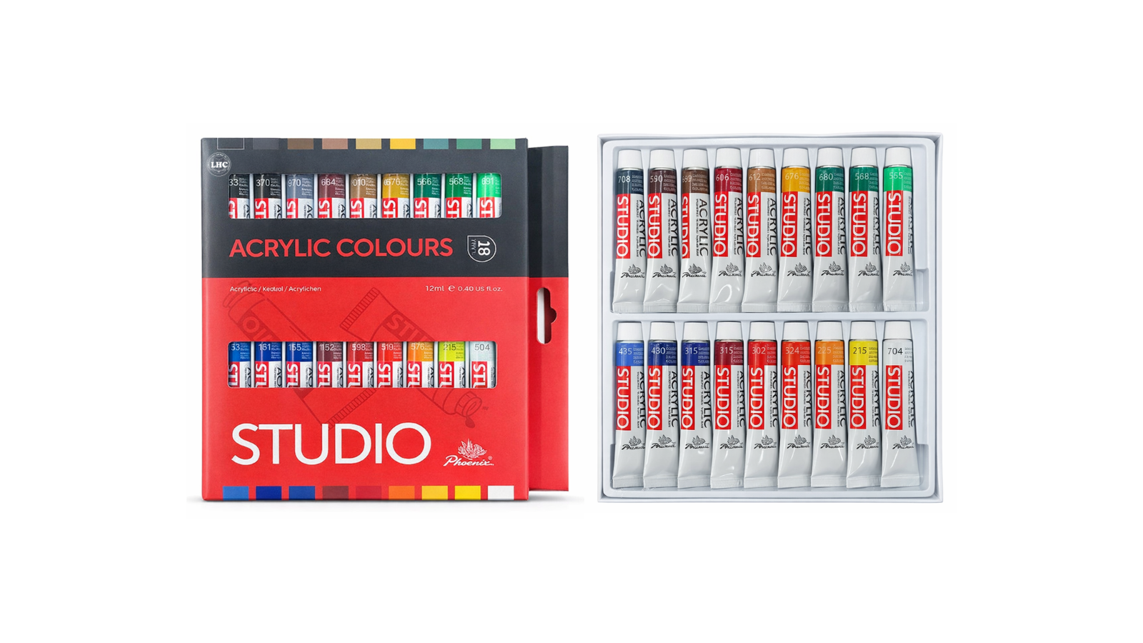 Phoenix Studio Acrylic Colours (12ml) - 18 Shades